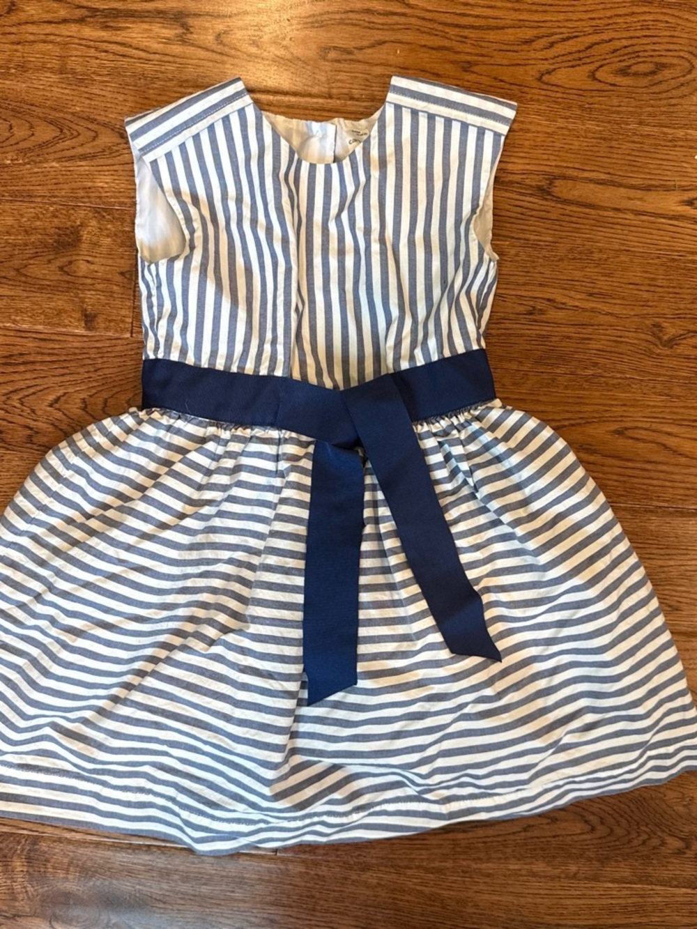 Carter's Blue and White Striped Dress with Navy Waist Tie